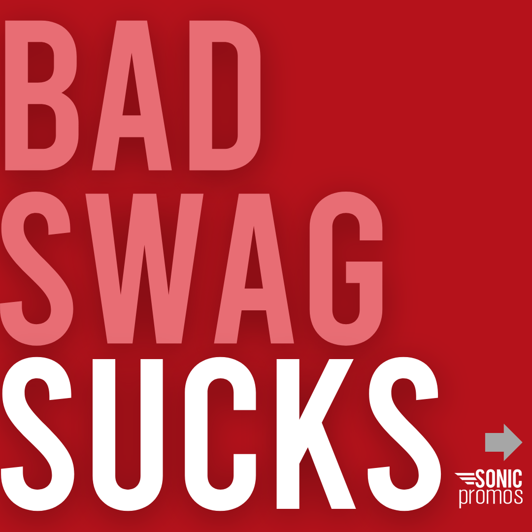 All text on a red background. Text: "BAD SWAG SUCKS"