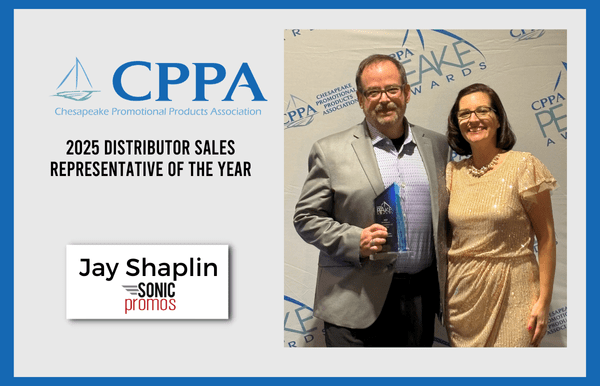 Text: CPPA 2025 Distributor Representative of the Year. Jay Shaplin. Pictured: Jay Shaplin with a woman, holding an award.