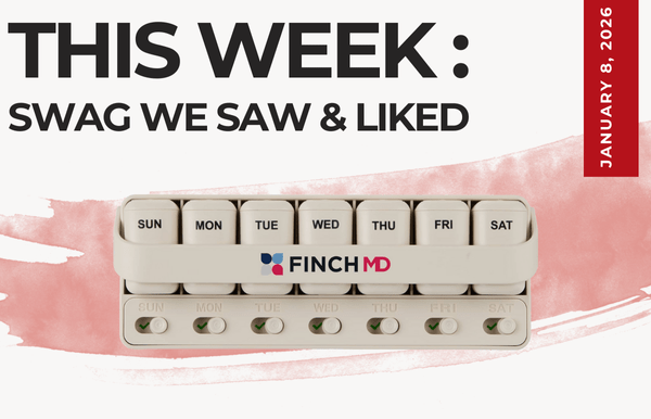 Text above reads "This Week: Swag We Saw and Liked." Below an image of the Wellable Pill and Supplement Organizer