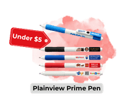 Copy of Custom promo products blog image 5 - Sonic Promos | Custom Promotional Items Text above reads "This Week: Swag We Saw and Liked." Below is an image of a collection of the Plainview Prime Pens with a small red tag pointing to them saying "Under "