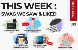 Text above reads "This Week: Swag We Saw and Liked." Below is a collection of images of the items in the blog post