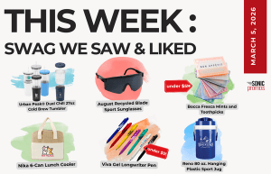 Text above reads "This Week: Swag We Saw and Liked." Below is a collection of images of the items in the blog post