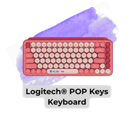 Copy of Custom promo products blog image 7 - Sonic Promos | Custom Promotional Items an image of the Logitech POP Keys Keyboard in pink