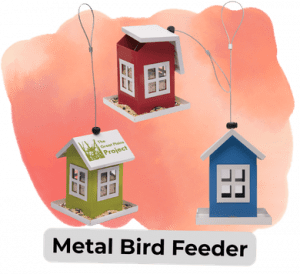 An image of three Metal Bird Feeders