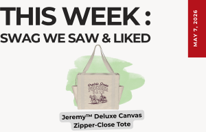 Header image for weekly roundup: beige tote bag on a green splash with the caption 'Jeremy™ Deluxe Canvas Zipper-Close Tote'; date May 7, 2026.