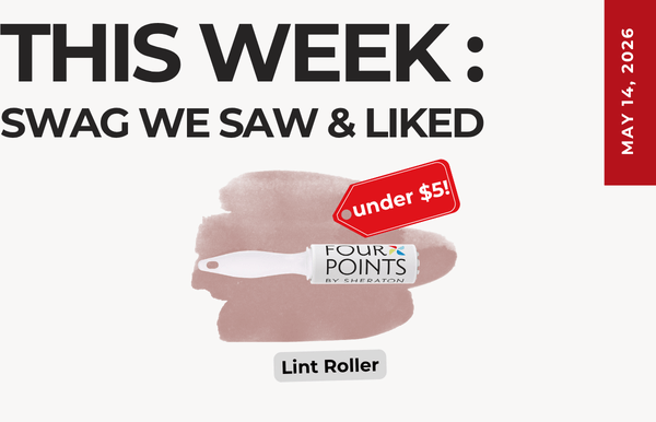 Promotional banner with a lint roller, red 'under $5' tag, and 'This Week: Swag We Saw & Liked' headline.