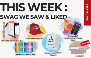 Collage for a blog post titled 'THIS WEEK: SWAG WE SAW & LIKED' featuring six swag items: