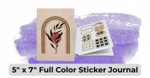 swag we saw and liked 521 12 - Sonic Promos | Custom Promotional Items A photo of a 5" x 7" Full Color Sticker Journal with the pages open to show the stickers on the side