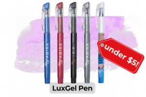 An image of five LuxGel Pens in different colors