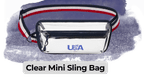 blog headers 13 - Sonic Promos | Custom Promotional Items An image of a clear mini sling bag with a red white and blue strap