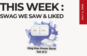 This weeks swag feature: Mag Max Power Bank set of 2 with white charging cases on a blue splash background.