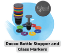 Blog images 3 - Sonic Promos | Custom Promotional Items An image of the Rocco Bottle Stopper and Glass Markers. Shows both the stacked glass markers on the stopper and them spread around the stopper.