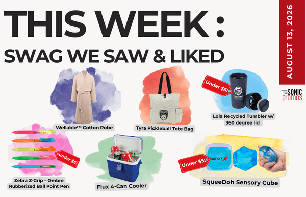 Text above reads" THIS WEEK: Swag We Saw and Liked. August 13, 2026" Below is an image of each item from the blog post