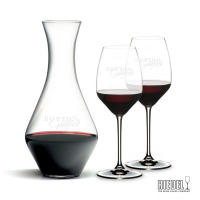 Riedel crystal merlot decanter and two classes